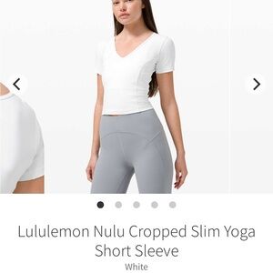 lululemon nulu cropped slim yoga short sleeve - white size 4 crop top